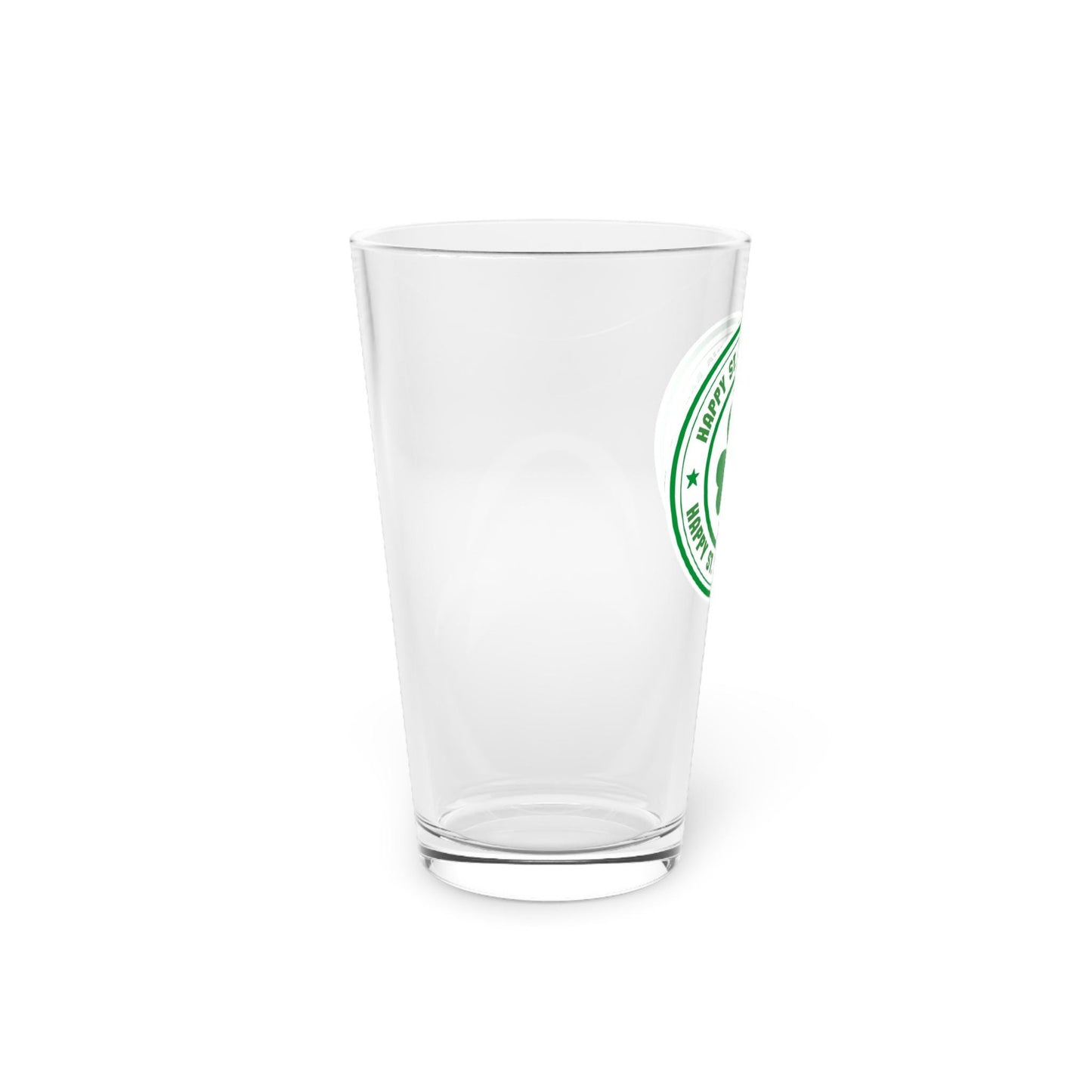 St Patrick’s Day pint glass hand-drawn shamrock clover holiday 16oz beer green