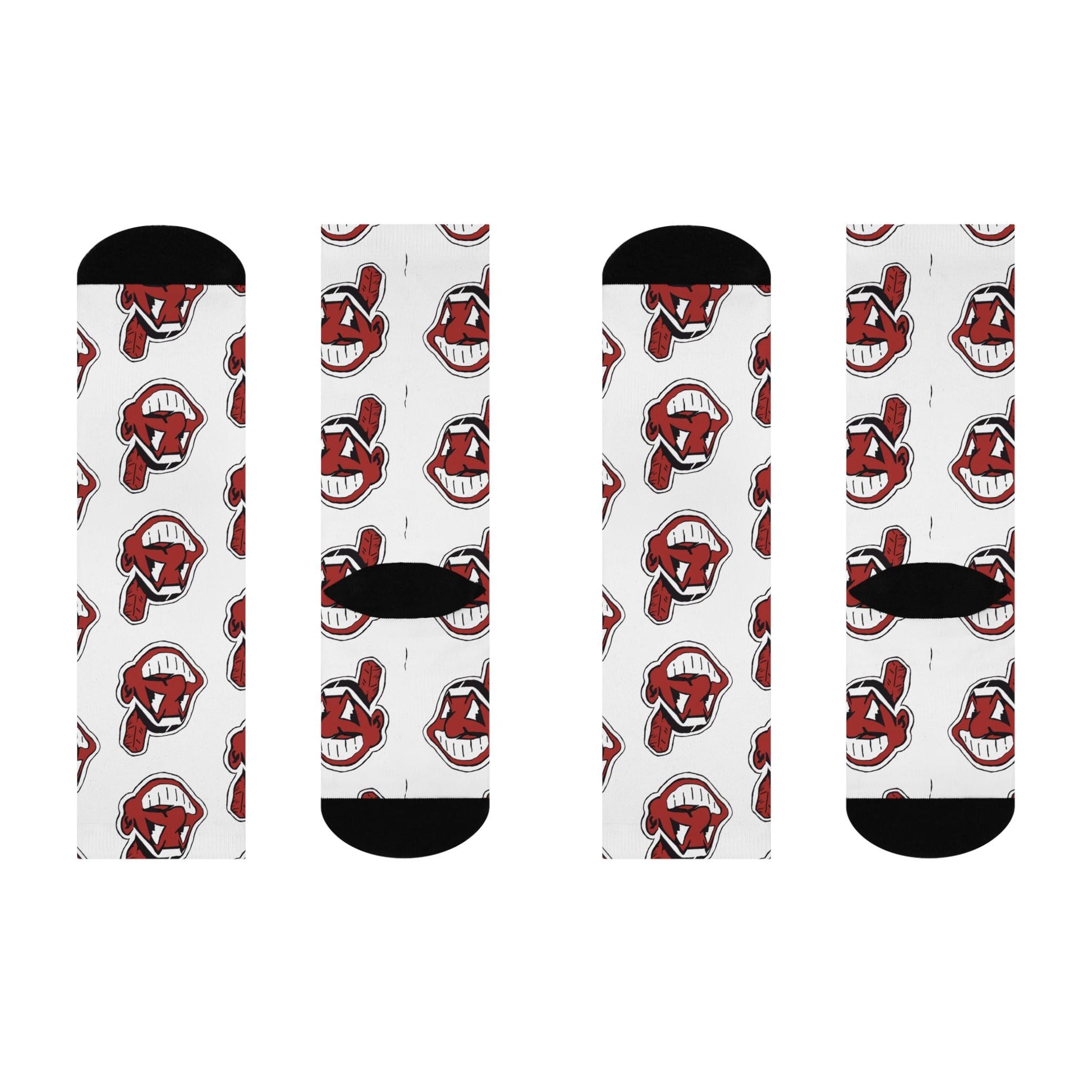 cleveland guardians vintage white hand drawn crew socks baseball fan gear