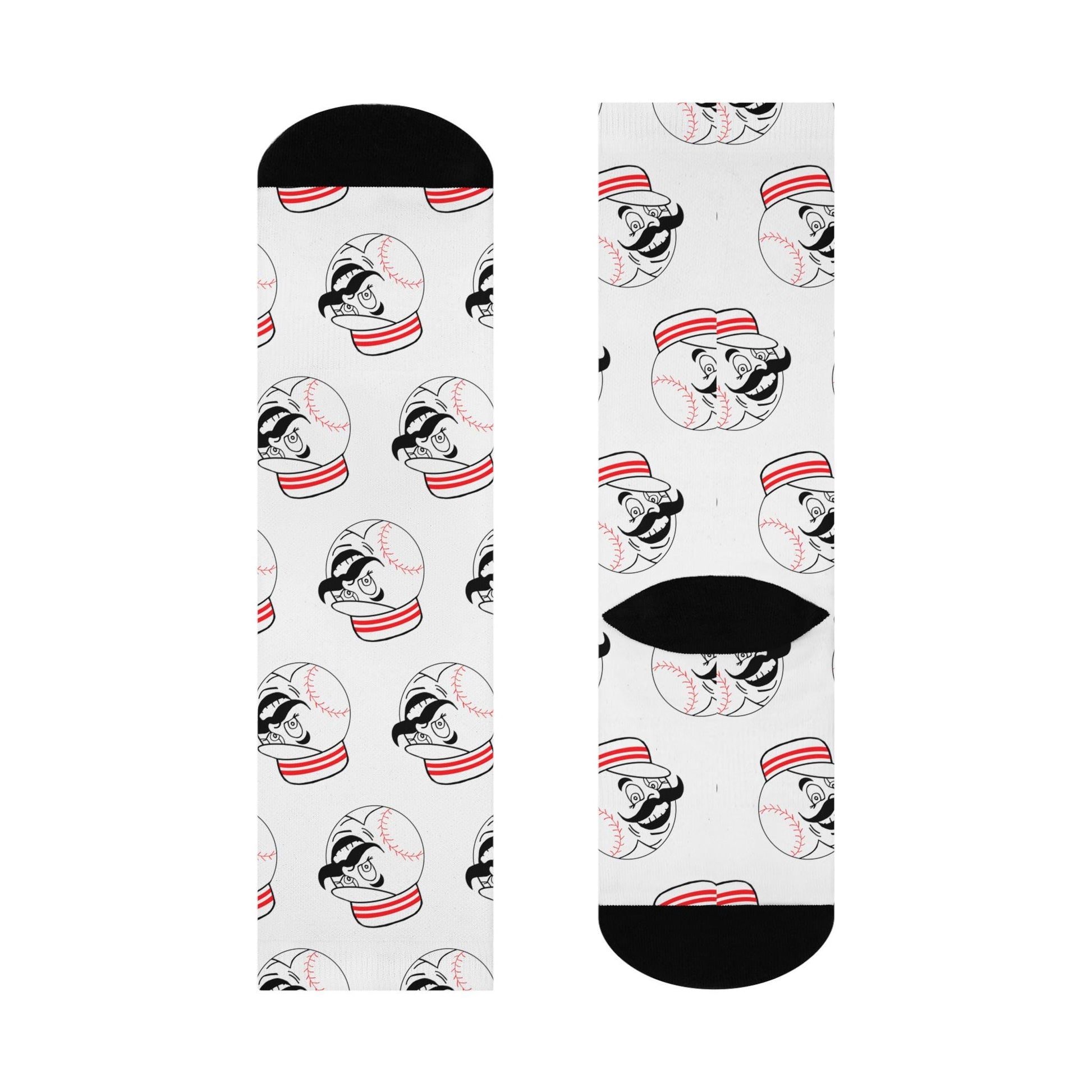 cincinnati reds mr redlegs white hand drawn crew socks baseball fan gear