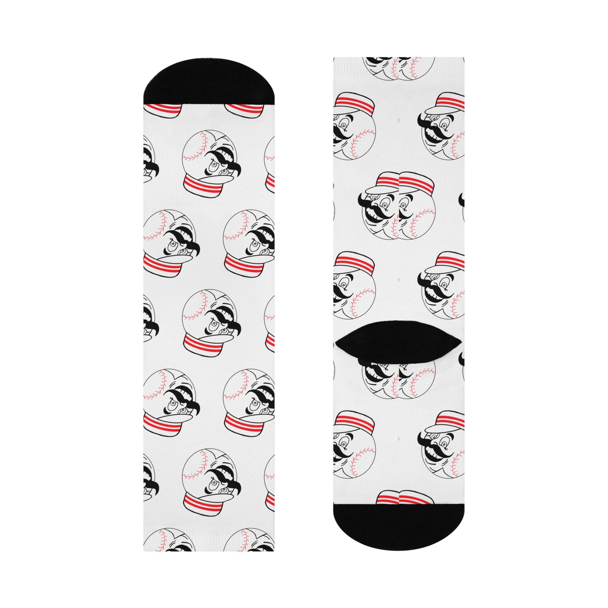 cincinnati reds mr redlegs white hand drawn crew socks baseball fan gear