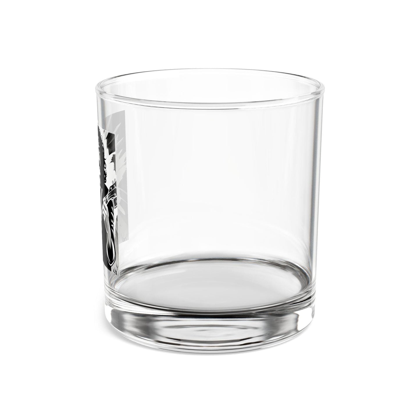 Clear glass tumbler on a white background