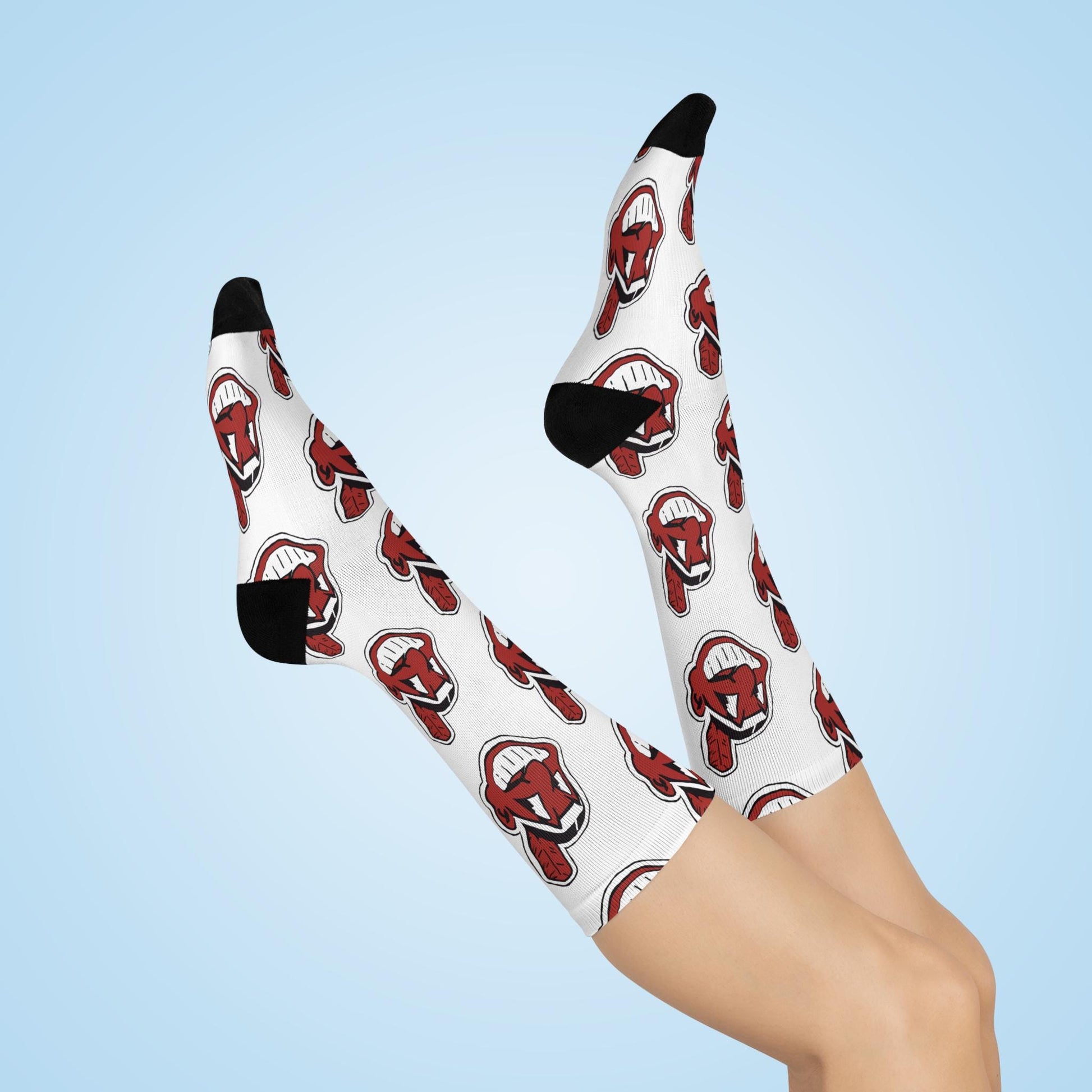 cleveland guardians vintage white hand drawn crew socks baseball fan gear