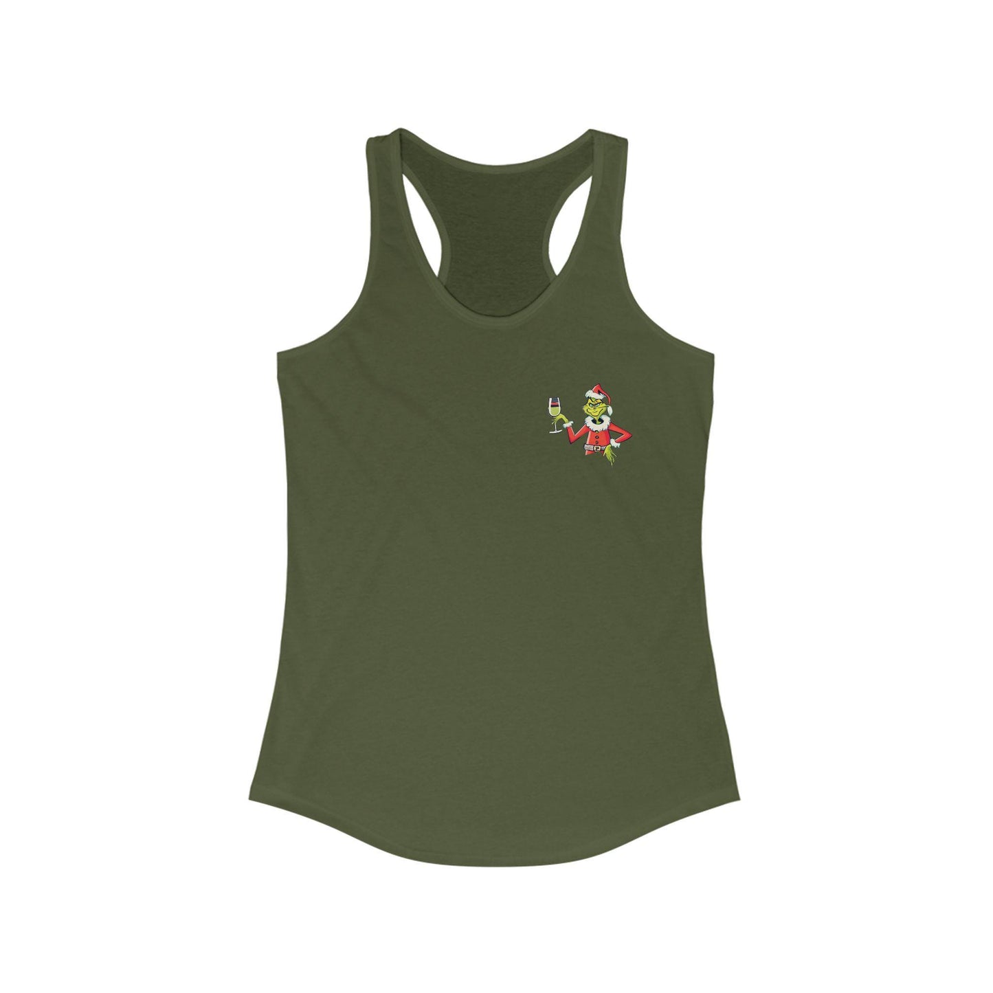 Green tank top with a small graphic on a white background