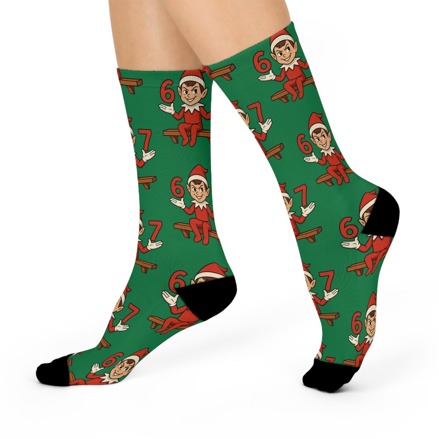 Naughty Elf on Shelf 67 Socks Cushioned Crew Socks | Holiday Teacher Stocking