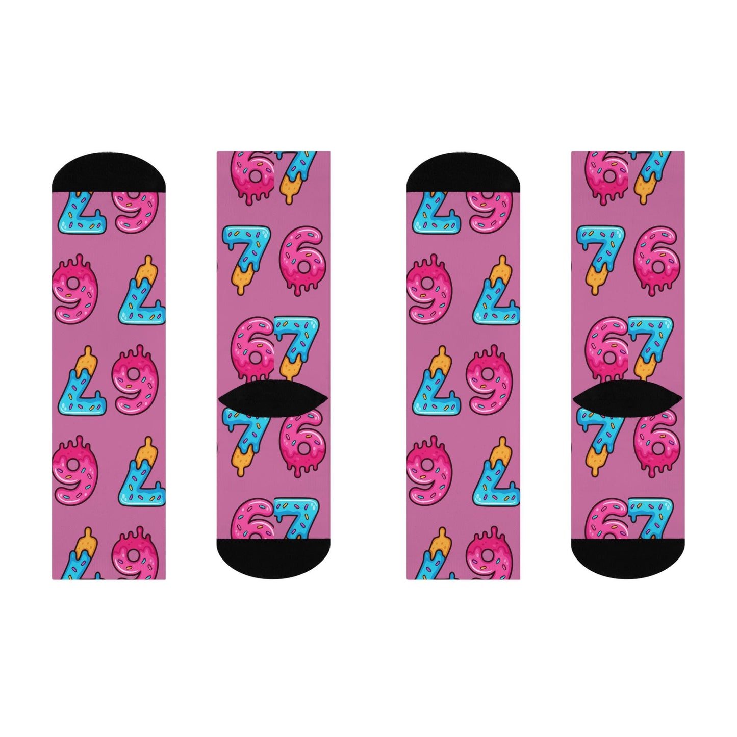 Donut Number 6 & 7 Cushioned Crew Socks | Pink Icing Sprinkles