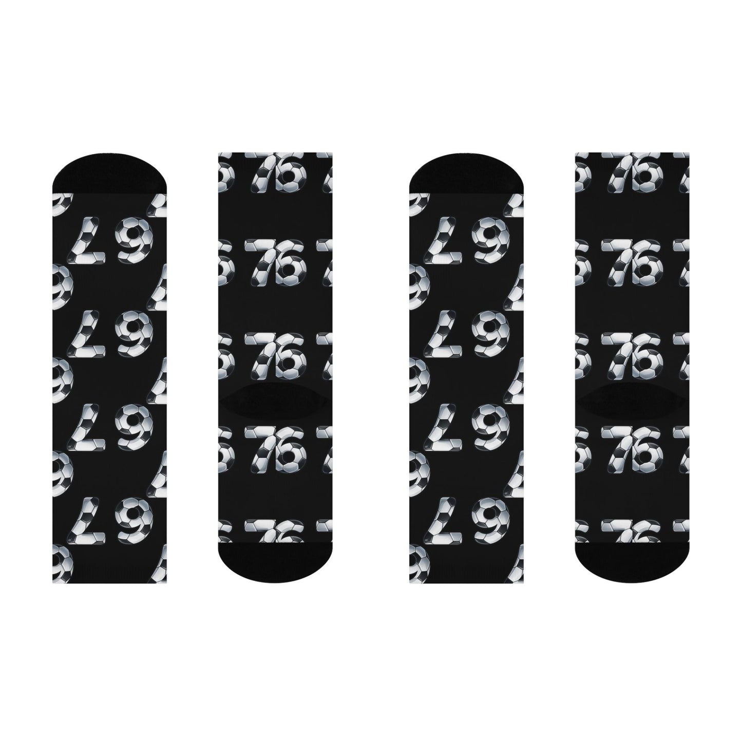 Gen Alpha Soccer Ball Numbers Cushioned Crew Socks | Black 6-7