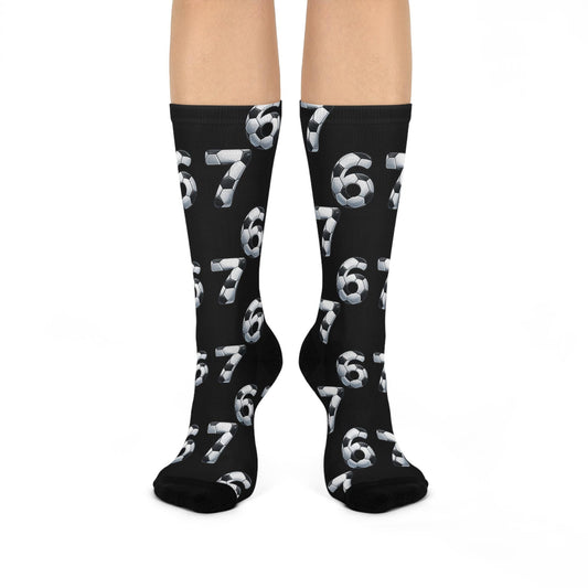 Gen Alpha Soccer Ball Numbers Cushioned Crew Socks | Black 6-7