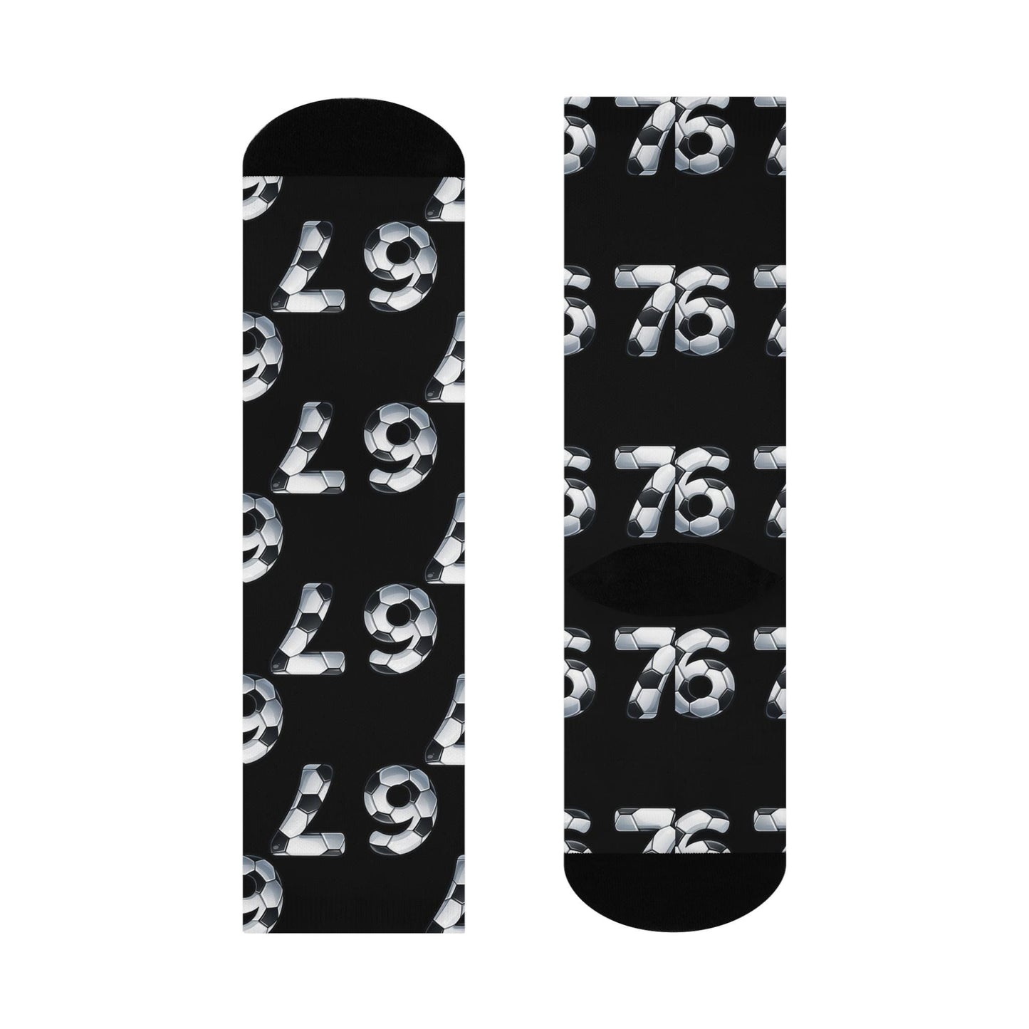 Gen Alpha Soccer Ball Numbers Cushioned Crew Socks | Black 6-7