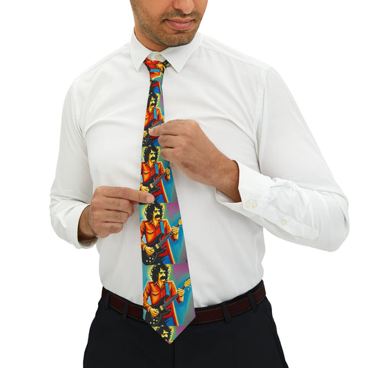 Frank Zappa inspired colorful necktie hand-drawn psychedelic music design